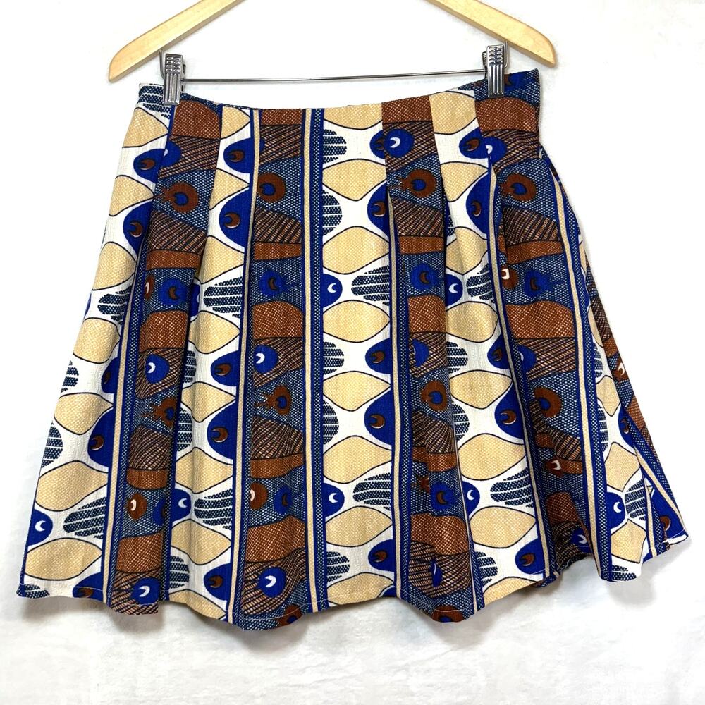 NU New York M Miniskirt Flare‎ Skater Pattern Print Lined Party Retro Going Out